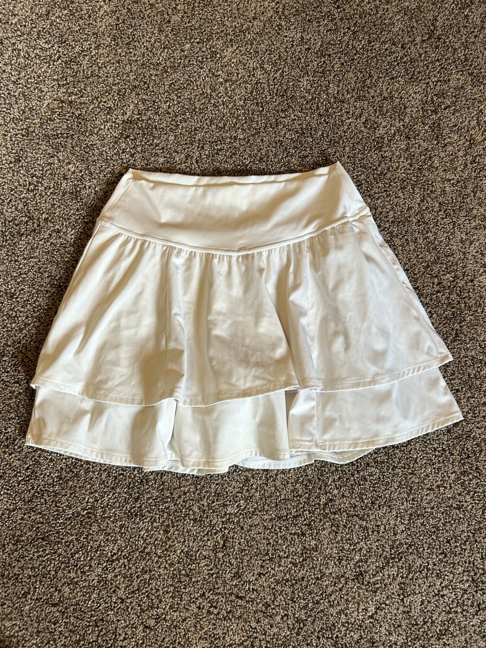 White Athletic Tennis Skort with Built-in Shorts